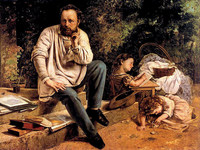 ギュスターヴ・クールベ『Proudhon et ses enfants』(1865) Proudhon and his children