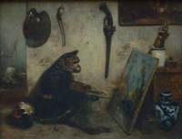 アレクサンドル＝ガブリエル・ドゥカン『猿画家』（1833年）