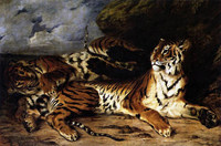ウジェーヌ・ドラクロワ『母虎と戯れる子虎』1831年、ルーヴル美術館所蔵