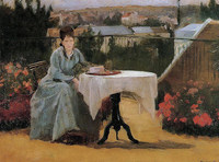 エヴァ・ゴンザレス『Sur la terrasse (Pontoise)』Collection particulière 1877-1878