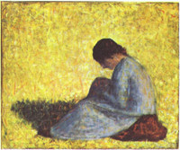 Georges Seurat『Auf einer Wiese sitzendes Bauernmädchen』 (vers 1882-1883)