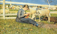 ジョヴァンニ・セガンティーニ『編み物をする娘』1888年、チューリヒ美術館所蔵