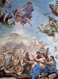 ルカ・ジョルダーノ『人類創造』フレスコ画（メディチ・リッカルディ宮 （フィレンツェ）, 1684-1686.）