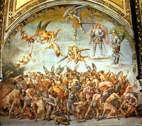 ルカ・ルカ・シニョレッリ『罪されし者を地獄へ追いやる天使』1500－04頃　オルヴィエート大聖堂サン・ブリツィオ礼拝堂