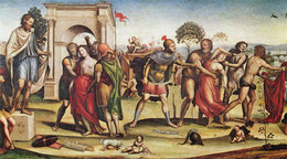 ソドマ『サビニの女たちの略奪』（1525年頃）ローマ国立古典絵画館