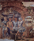 コズメ・トゥーラ『スキファノイア宮殿の壁画の一部』（1469年 - 1471年）