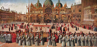 ジェンティーレ・ベリーニ『サン・マルコ広場での聖十字架の行列』1496　アカデミア美術館（ヴェネツィア）