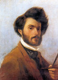 ジョヴァンニ・ファットーリ『自画像』1854年。キャンバス、油彩。59 x 46.5 cm。フィレンツェ、近代美術館