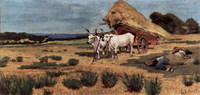 ジョヴァンニ・ファットーリ『牛車と農夫のいるマレンマでの休息』1873 - 75年