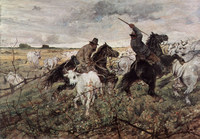 ジョヴァンニ・ファットーリ『マレンマの牛飼いと家畜の群れ』1894年。キャンバス、油彩。105 x 150 cm。
