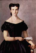 ジョヴァンニ・ファットーリ『扇を持つ婦人』1865 - 66年。キャンバス、油彩。90 x 63cm