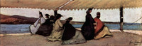 ジョヴァンニ・ファットーリ『パルミエーリのロトンダ（円形テラス）』板、油彩。12 x 35 cm。フィレンツェ近代美術館蔵