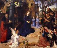 レオナルド・ダ・ヴィンチ『受胎告知』1472-75、ウフィツィ美術館蔵