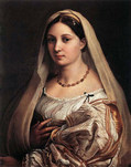 ラファエロ・サンティ『ヴェールを被る女性（ラ・ヴェラータ）』1516年、ピッティ美術館所蔵