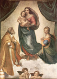 ラファエロ・サンティ『システィーナの聖母（La Madonna Sistina）』1512-14年、アルテ・マイスター絵画館所蔵